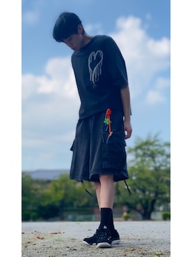 「ハーフパンツ」｜黒羊さん（メンズ・177cm）の秋コーディネート