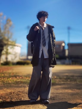 「アイテム（ミリタリージャケット）」を使った、黒羊さん（メンズ・177cm・20代）の冬コーディネート