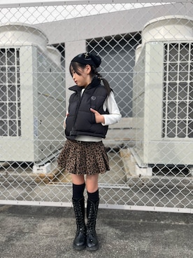 「10C REPIPI（ジューシーレピピ）の【10C REPIPI】ベルト付きアソートプリーツスカート（スカート）」を使った、ゆづきさん（キッズ・130cm）の秋コーディネート