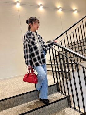 「WEGO（ウィゴー）のアイテム（バッグ）」を使った、ゆづきさん（キッズ・136cm）の秋コーディネート