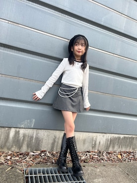 「アイテム（スカート）」を使った、ゆづきさん（キッズ・130cm）の秋コーディネート
