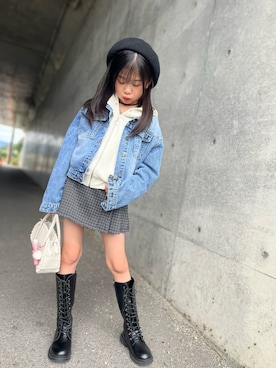 「アイテム（ハンチング/ベレー帽）」を使った、ゆづきさん（キッズ・130cm）の秋コーディネート