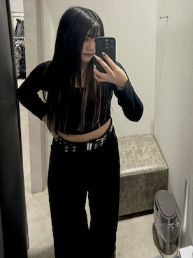 「GRL（グレイル）のアイテム（トップス、ブラック系）」を使った、あいかさん（レディース・154cm）の春コーディネート