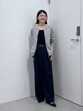 「COLLAGE GALLARDAGALANTE（コラージュガリャルダガランテ）のポインテッドベルトヒール/PAPILLONNER（パンプス、ブラック系）」を使った、NAKAJIMAさん（レディース・158cm）の秋コーディネート