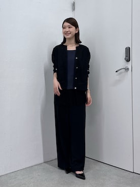 「COLLAGE GALLARDAGALANTE（コラージュガリャルダガランテ）の接触冷感/吸水速乾/UVカット/すっきり細見えジャージワイドパンツ/セットアップ可/WEB限定カラー・サイズ展開（スラックス、ブラック系）」を使った、NAKAJIMAさん（レディース・158cm）の秋コーディネート