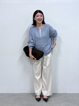 「COLLAGE GALLARDAGALANTE（コラージュガリャルダガランテ）のポインテッドベルトヒール/PAPILLONNER（パンプス、ブラック系）」を使った、NAKAJIMAさん（レディース・158cm）の秋コーディネート