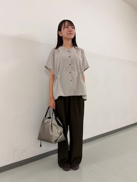 「URBAN RESEARCH DOORS（アーバンリサーチドアーズ）の針抜きテレコスクエアタンクトップ（タンクトップ、ホワイト系）」を使った、もえさん（レディース・159cm）の夏コーディネート