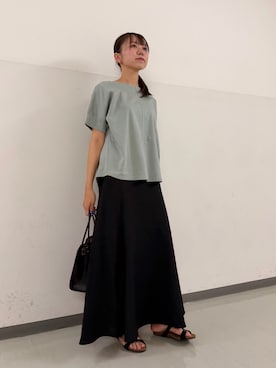 「URBAN RESEARCH DOORS（アーバンリサーチドアーズ）の『UR TECH』サマシェアバックポイントプルオーバー（Tシャツ/カットソー、グリーン系）」を使った、もえさん（レディース・159cm）の夏コーディネート
