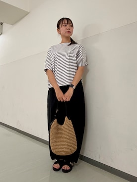 「URBAN RESEARCH DOORS（アーバンリサーチドアーズ）の『UR TECH』サマシェアタックスリーブプルオーバー | UVカット/接触冷感/大人カジュアル（Tシャツ/カットソー、ホワイト系）」を使った、もえさん（レディース・159cm）の夏コーディネート