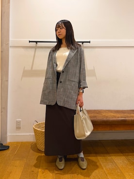 「URBAN RESEARCH DOORS（アーバンリサーチドアーズ）のカラミニュアンスジャケット（その他アウター、グレー系）」を使った、もえさん（レディース・159cm）の秋コーディネート