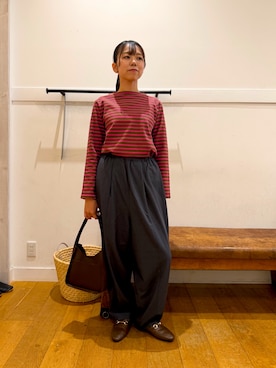 「URBAN RESEARCH DOORS（アーバンリサーチドアーズ）のハーフムーンワンハンドルバッグ（ハンドバッグ、ブラウン系）」を使った、もえさん（レディース・159cm）の秋コーディネート