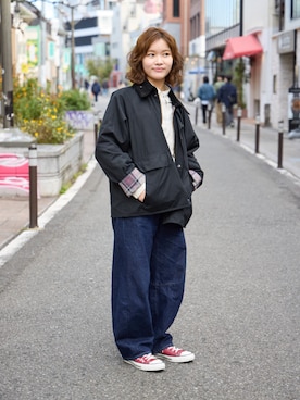 「CONVERSE ALL STAR（コンバースオールスター）のALL STAR FOLKSTITCH OX / オールスター　フォークステッチ　ＯＸ（スニーカー、レッド系）」を使った、CONVERSEさん（レディース・154cm）の夏コーディネート