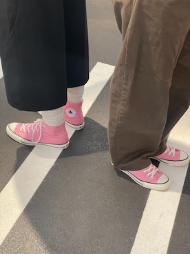 「CONVERSE ALL STAR（コンバースオールスター）のCANVAS ALL STAR J HI / キャンバス　オールスター　Ｊ　ＨＩ（スニーカー、ピンク系）」を使った、CONVERSEさん（レディース・160cm）の夏コーディネート