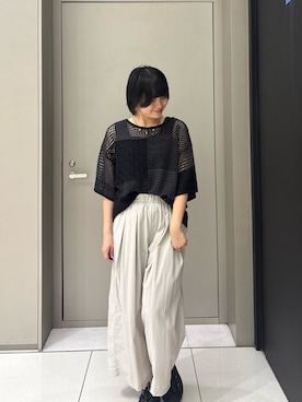 「KBF（ケイビーエフ）のパッチワークルーズニット（ニット/セーター、グレー系）」を使った、山さん（レディース・164cm）の秋コーディネート