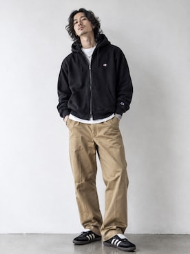 「Champion（チャンピオン）のアイテム」を使った、tatsukiさん（メンズ・171cm）の秋コーディネート