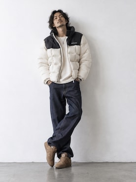 「Columbia（コロンビア）のColumbia/コロンビア パフェクトIVジャケット パファー 中綿ジャケット 撥水 メンズ レディース 2026年 秋 秋服 冬 冬服（ダウンジャケット/コート、ホワイト系）」を使った、tatsukiさん（メンズ・172cm）の秋コーディネート