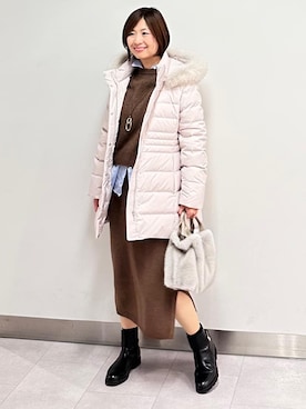 「アイテム（ピーコート、グレー系）」を使った、みなこさん（レディース・156cm）の秋コーディネート