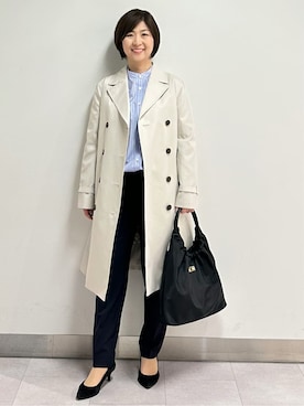 「アイテム（トレンチコート、グレー系）」を使った、みなこさん（レディース・156cm）の春コーディネート