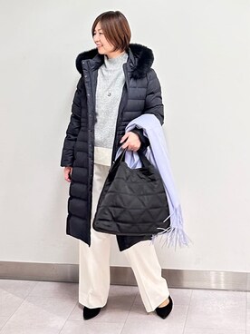 「アイテム（ピーコート、グレー系）」を使った、みなこさん（レディース・156cm）の秋コーディネート