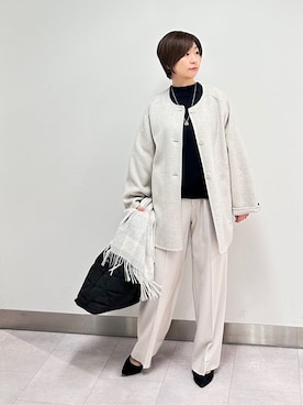 「アイテム（ピーコート）」を使った、みなこさん（レディース・156cm）の冬コーディネート