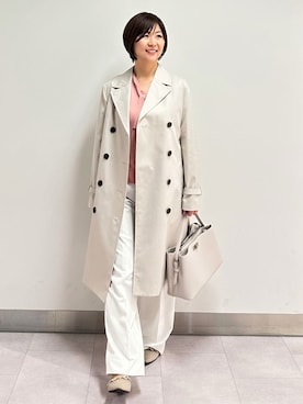 「アイテム（トレンチコート、グレー系）」を使った、みなこさん（レディース・156cm）の春コーディネート