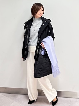 「アイテム（ピーコート、グレー系）」を使った、みなこさん（レディース・156cm）の秋コーディネート