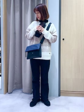 「アイテム（クラッチバッグ、ブルー系）」を使った、よぴさん（メンズ・160cm）の秋コーディネート