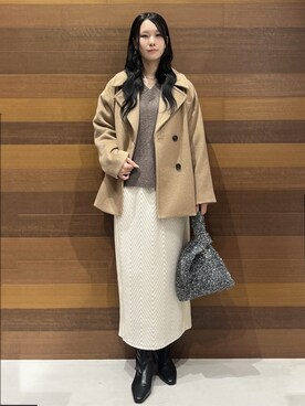 「アイテム（ピーコート）」を使った、さやさん（レディース・170cm）の秋コーディネート