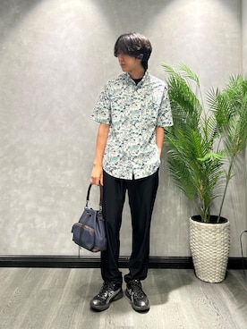 「TAKEO KIKUCHI（タケオキクチ）の【日本製】DotAir（R）リゾートプリント半袖シャツ（シャツ/ブラウス、ブルー系）」を使った、ruin3さん（メンズ）の夏コーディネート