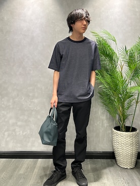 「TAKEO KIKUCHI（タケオキクチ）の【抗菌防臭】ステイフレッシュ Tシャツ（Tシャツ/カットソー、ブルー系）」を使った、ruin3さん（メンズ）の夏コーディネート