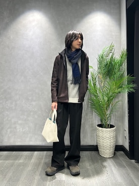 「アイテム（マフラー、ブルー系）」を使った、ruin3さん（メンズ・168cm）の秋コーディネート