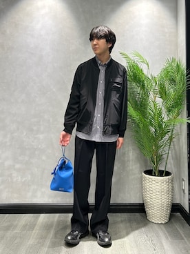 「TAKEO KIKUCHI（タケオキクチ）の【BOWLER HAT LABEL】撥水 MA－1ブルゾン（ブルゾン、ブラック系）」を使った、ruin3さん（メンズ）の冬コーディネート