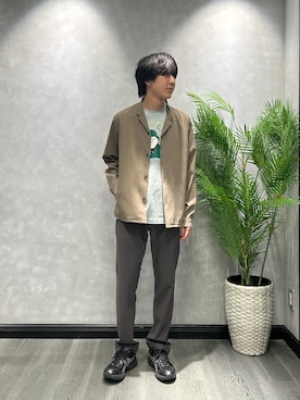 「TAKEO KIKUCHI（タケオキクチ）の【撥水・洗える・シワになりにくい】 リランチェ（R） シャツ（シャツ/ブラウス、ブラウン系）」を使った、ruin3さん（メンズ）の春コーディネート