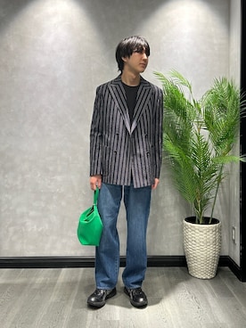 「TAKEO KIKUCHI（タケオキクチ）の【BOWLER HAT LABEL】サッカーストライプ ダブルジャケット（テーラードジャケット、ブルー系）」を使った、ruin3さん（メンズ）の春コーディネート