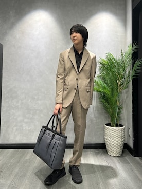 「アイテム（ビジネスバッグ、グレー系）」を使った、ruin3さん（メンズ・168cm）の夏コーディネート