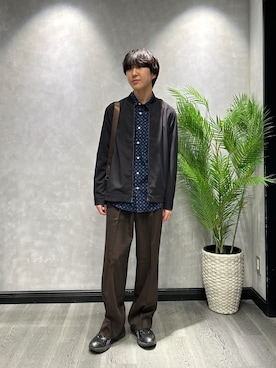 「TAKEO KIKUCHI（タケオキクチ）のリネンライクカルゼ リブブルゾン（ブルゾン、ブラック系）」を使った、ruin3さん（メンズ）の春コーディネート