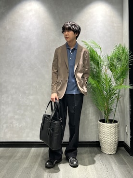 「TAKEO KIKUCHI（タケオキクチ）の【Begin5月号掲載/通気性】トリコットサッカー ジャケット（テーラードジャケット、ベージュ系）」を使った、ruin3さん（メンズ）の春コーディネート