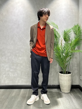 「TAKEO KIKUCHI（タケオキクチ）の【接触冷感】アイスクリアコットン ワンポイント ポロシャツ（ポロシャツ、レッド系）」を使った、ruin3さん（メンズ）の夏コーディネート