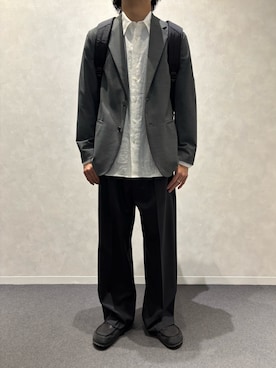 「kuros'（クロス）の【kuros’オリジナル】リネン長袖シャツ（シャツ/ブラウス、ホワイト系）」を使った、kh01さん（メンズ・178cm）の夏コーディネート