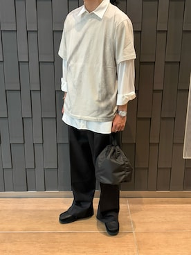 「kuros'（クロス）の【kuros’オリジナル】暮染 KAGE Tシャツ（Tシャツ/カットソー、グレー系）」を使った、kh01さん（メンズ・177cm）の秋コーディネート