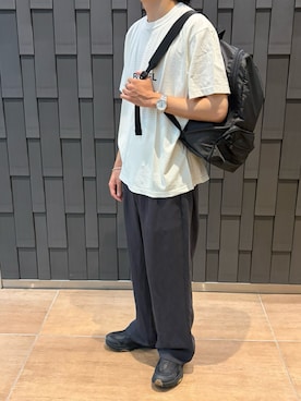 「kuros'（クロス）のBEAUTIFUL THINGS LOGO TEE（Tシャツ/カットソー、ホワイト系）」を使った、kh01さん（メンズ・178cm）の夏コーディネート