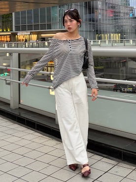「MOUSSY（マウジー）のMINI HOBO HANDLE バッグ（ショルダーバッグ、ブラウン系）」を使った、雪姫/ゆきさん（レディース・160cm）の夏コーディネート