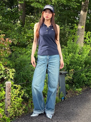 「LACOSTE(ラコステ)のノースリーブポロシャツ(ポロシャツ)」を使った、雪姫/ゆきさん(レディース・160cm)の夏コーディネート