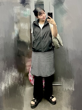 「Dr. Martens（ドクターマーチン）のDr. Martens/ドクターマーチン KIMBER II マルチストラップ サンダル 31805001（サンダル、ブラック系）」を使った、もかさん（レディース・159cm）の秋コーディネート