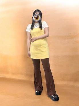 「ZARA（ザラ）のアイテム（ワンピース、イエロー系）」を使った、もかさん（レディース・159cm）の春コーディネート