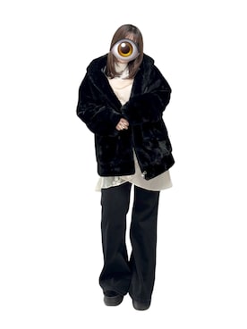 「R&E（アールアンドイー）のアイテム」を使った、もかさん（レディース・159cm）の冬コーディネート