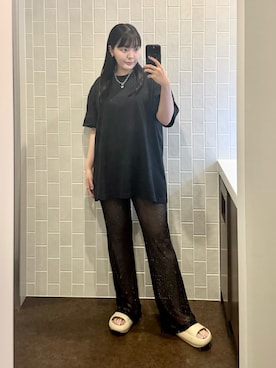 「Dr. Martens（ドクターマーチン）のDr. Martens/ドクターマーチン MATTISON スライド サンダル 41108650（サンダル、ピンク系）」を使った、もかさん（レディース・159cm）の秋コーディネート