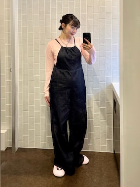 「nyunyuのアイテム（Tシャツ/カットソー、ピンク系）」を使った、もかさん（レディース・159cm）の夏コーディネート