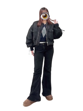 「アイテム（MA-1）」を使った、もかさん（レディース・159cm）の冬コーディネート