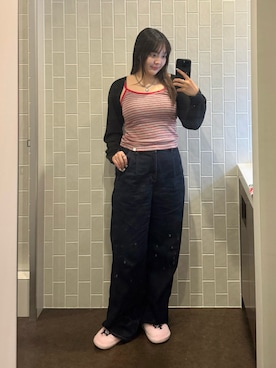 「nyunyuのアイテム（キャミソール、グレー系）」を使った、もかさん（レディース・159cm）の夏コーディネート